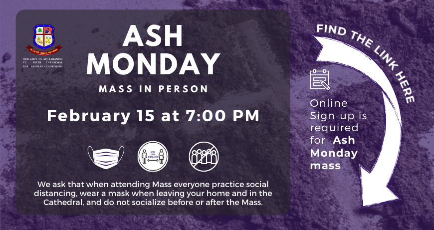 Online Sign-up for Ash Monday Mass