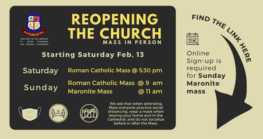 Online Sign-up for Sunday Maronite Mass