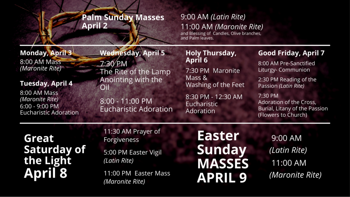 Holy Week schedule 2023